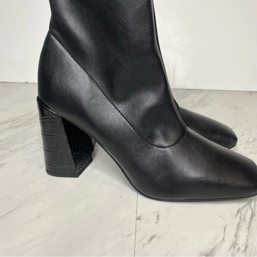 New! Franco Sarto Harmond Black Faux Leather Bootie 8 1/2 W